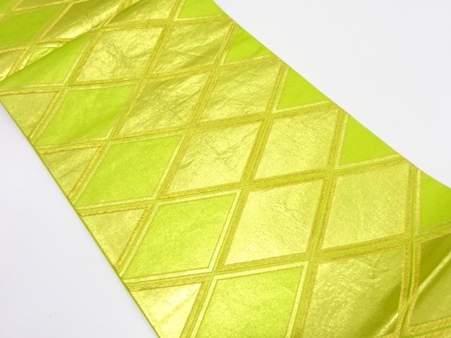 JAPANESE KIMONO / ANTIQUE FUKURO OBI / SILK / WOVEN RHOMBUS